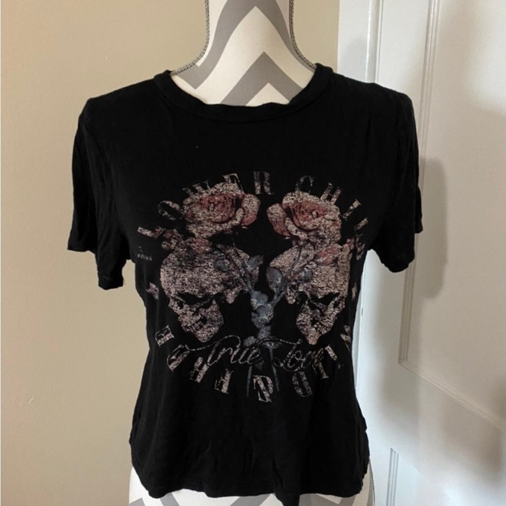 Charlotte Russe Graphic Tee with Rose and Skull Design